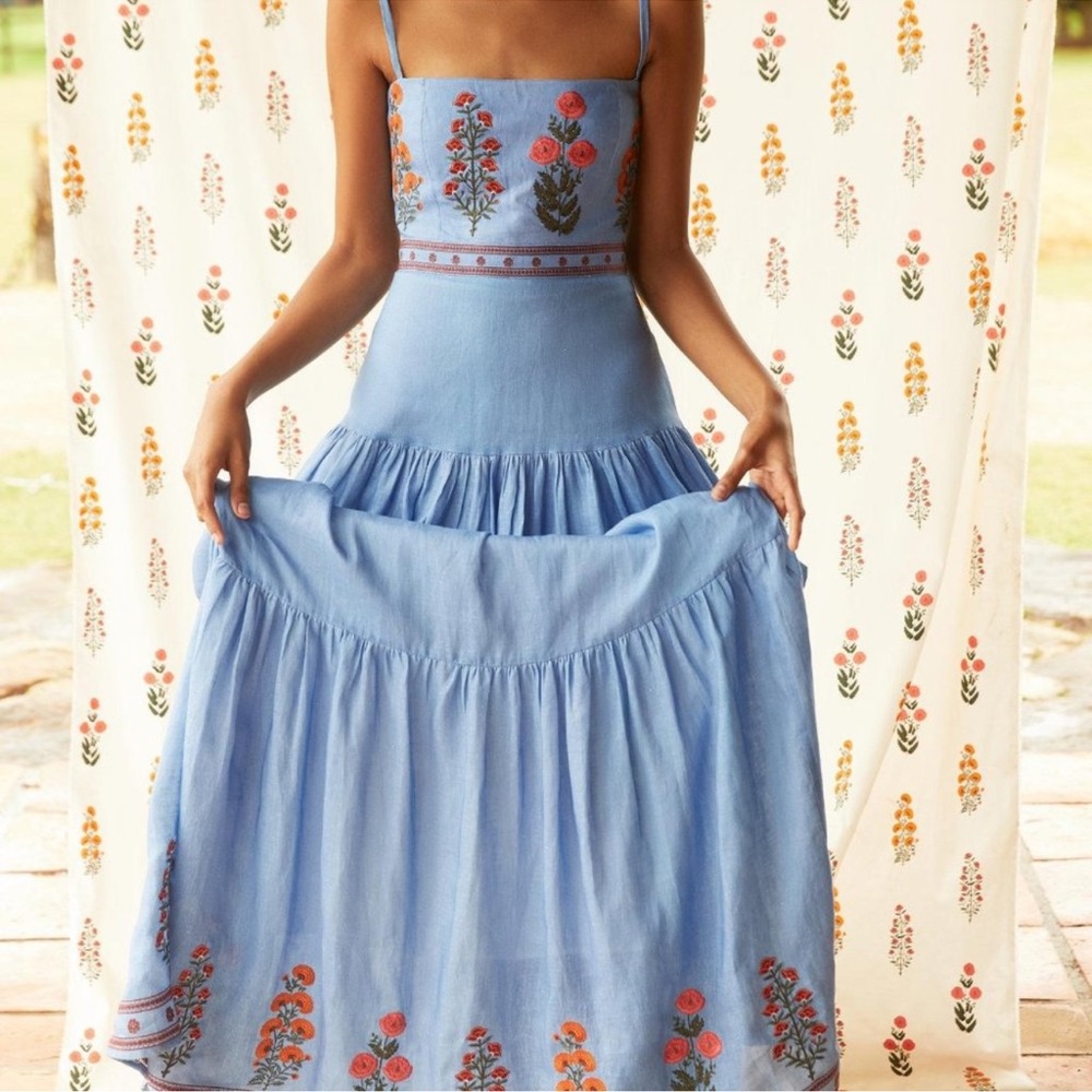 Agua Bendita - The Wallflowers Lima Dahlia Embroidered Maxi Dress - Size